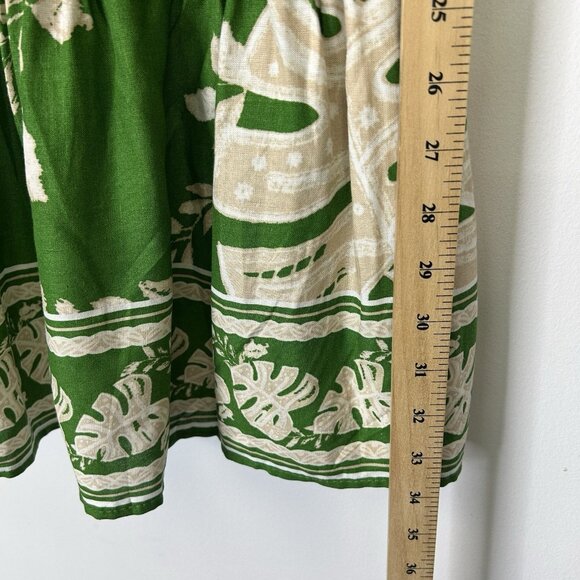 NEW Rachel Zoe Linen Midi Maxi Skirt Women’s Size XS Green Tropical Tie Waist - Picture 6 of 9